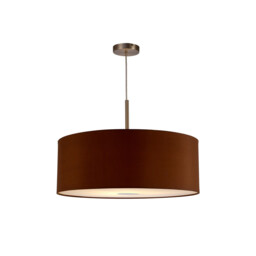 Baymont Satin Nickel E27 Single Pendant With 60cm Dual Faux Silk Shade, Raw Cocoa/Grecian Bronze - thumbnail 5