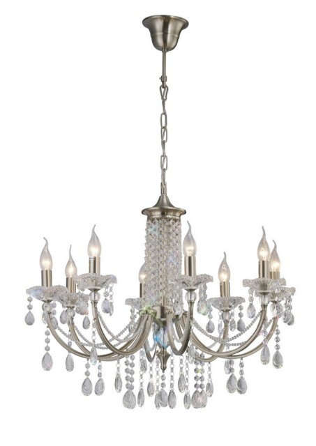 Leana Ceiling Pendant Chandelier 8 Light Satin Nickel, Crystal - image 1