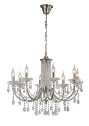 Leana Ceiling Pendant Chandelier 8 Light Satin Nickel, Crystal - thumbnail 1