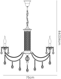 Leana Ceiling Pendant Chandelier 8 Light Satin Nickel, Crystal - thumbnail 3