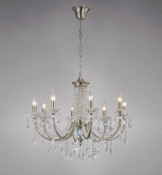 Leana Ceiling Pendant Chandelier 8 Light Satin Nickel, Crystal - thumbnail 2