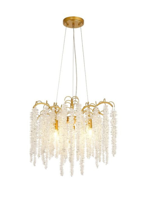Wisteria Round Pendant, 7 Light E14, French Gold / Crystal - image 1