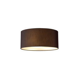 Baymont White 3 Light E27 Universal Flush Ceiling Fixture With 40cm x 18cm Faux Silk Shade, Black/White Laminate