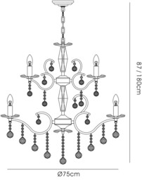 Zinta Ceiling Pendant Chandelier 2 Tier 12 Light French Gold, Crystal (Item Requires Assembly) - thumbnail 3