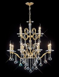 Zinta Ceiling Pendant Chandelier 2 Tier 12 Light French Gold, Crystal (Item Requires Assembly) - thumbnail 2