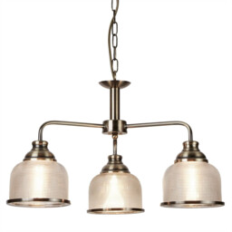 Bistro 3 Light Multi Arm Ceiling Pendant White, Antique Brass, E27