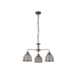 Bistro 3 Light Multi Arm Ceiling Pendant White, Antique Brass, E27 - thumbnail 2