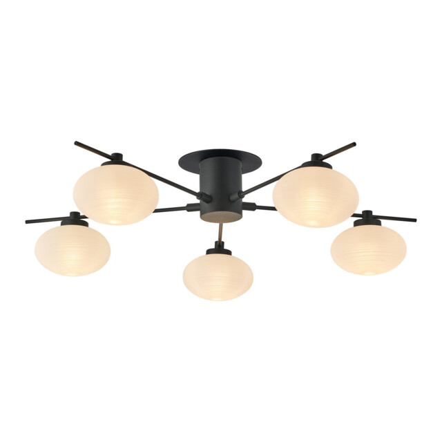 Addie Flush Ceiling, 5 Globe Light G9, Satin Black/Opal Glass - image 1