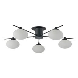 Addie Flush Ceiling, 5 Globe Light G9, Satin Black/Opal Glass - thumbnail 5