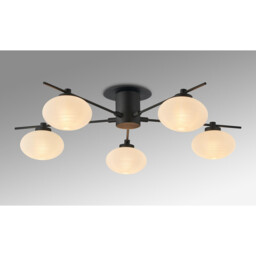 Addie Flush Ceiling, 5 Globe Light G9, Satin Black/Opal Glass - thumbnail 2