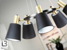 Gisela Multi Arm Pendant Ceiling Light Black, Brass 5xE27 - thumbnail 3