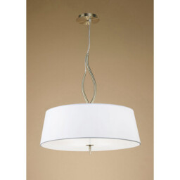 Ninette Pendant 4 Light E27, Antique Brass With Ivory White Shades - thumbnail 2