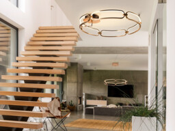 Colette Semi Flush Ceiling Light Cylindrical, Rose Gold - thumbnail 3