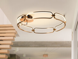 Colette Semi Flush Ceiling Light Cylindrical, Rose Gold - thumbnail 2