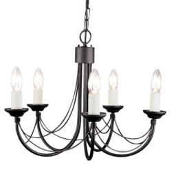 Carisbrooke 5 Light Chandelier Black Finish, E14 - thumbnail 1