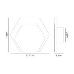 Altona Base Wall Lamp, 12W LED 3000K 498lm, 15, 19cm Horizontal Hexagonal Bottom Offset, Coffee, Acrylic Frosted Diffuser - thumbnail 2