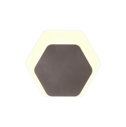 Altona Base Wall Lamp, 12W LED 3000K 498lm, 15, 19cm Horizontal Hexagonal Bottom Offset, Coffee, Acrylic Frosted Diffuser - thumbnail 1