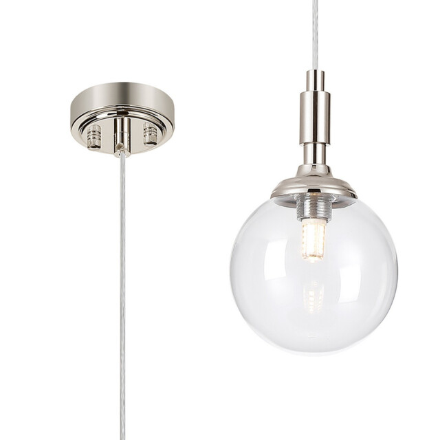 Richmond 12cm Pendant, 1 Light G9, IP44, Polished Nickel/Clear Smooth Round Glass - image 1
