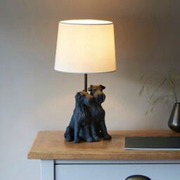 Westie Base & Shade Table Lamp Matt Black & Natural Linen - thumbnail 3
