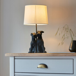 Westie Base & Shade Table Lamp Matt Black & Natural Linen - thumbnail 2