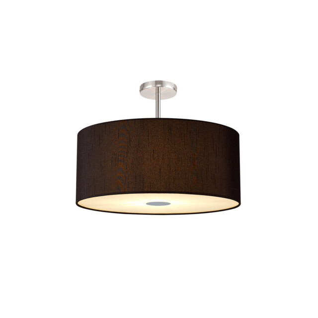Baymont Polished Chrome 5 Light E27 Semi Flush Fixture With 60cm x 22cm Faux Silk Shade, Black/White Laminate - image 1