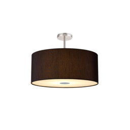 Baymont Polished Chrome 5 Light E27 Semi Flush Fixture With 60cm x 22cm Faux Silk Shade, Black/White Laminate