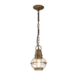 Kichler Bridgepoint Outdoor Pendant Ceiling Light Natural Brass, IP44 - thumbnail 1