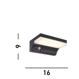 Solar LED Wall Light with PIR Motion Sensor Black - thumbnail 5