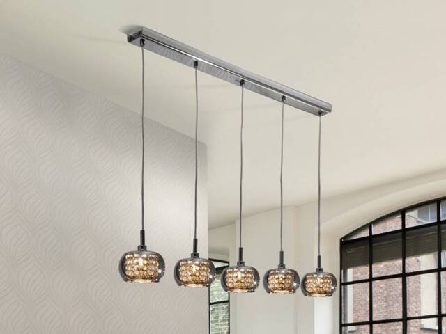 Ari 5 Light Crystal Hanging Ceiling Pendant Mirror, G9 - image 1