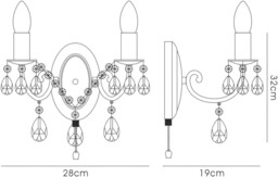 Kyra Wall Lamp Switched 2 Candle Light Satin Nickel, Crystal - thumbnail 3
