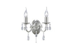 Kyra Wall Lamp Switched 2 Candle Light Satin Nickel, Crystal - thumbnail 1