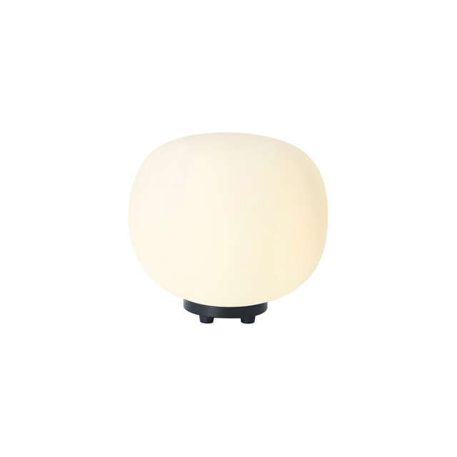 Cheektowaga Small Oval Ball Table Lamp E27 Matt Black Base With Frosted White Glass Globe - image 1