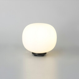 Cheektowaga Small Oval Ball Table Lamp E27 Matt Black Base With Frosted White Glass Globe - thumbnail 3