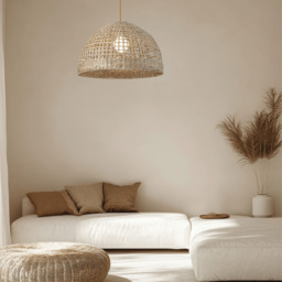 Patras 50cm Dome Pendant Ceiling Light Natural-Brown Beige 1xE27 - thumbnail 2