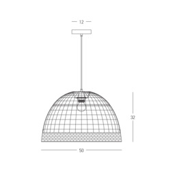 Patras 50cm Dome Pendant Ceiling Light Natural-Brown Beige 1xE27 - thumbnail 3