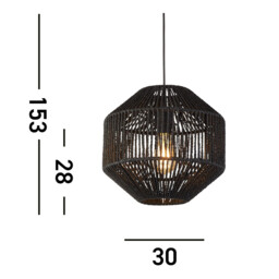 1 Light Pendant, Black Wicker - thumbnail 5