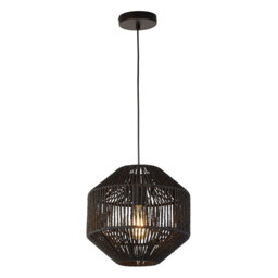 1 Light Pendant, Black Wicker - thumbnail 1