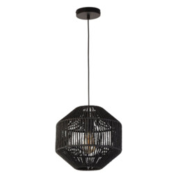1 Light Pendant, Black Wicker - thumbnail 3