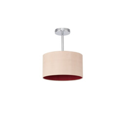 Baymont Polished Chrome E27 Semi Flush With 30cm x 17cm Dual Faux Silk Shade, Antique Gold/Ruby - thumbnail 5