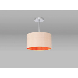 Baymont Polished Chrome E27 Semi Flush With 30cm x 17cm Dual Faux Silk Shade, Antique Gold/Ruby - thumbnail 2
