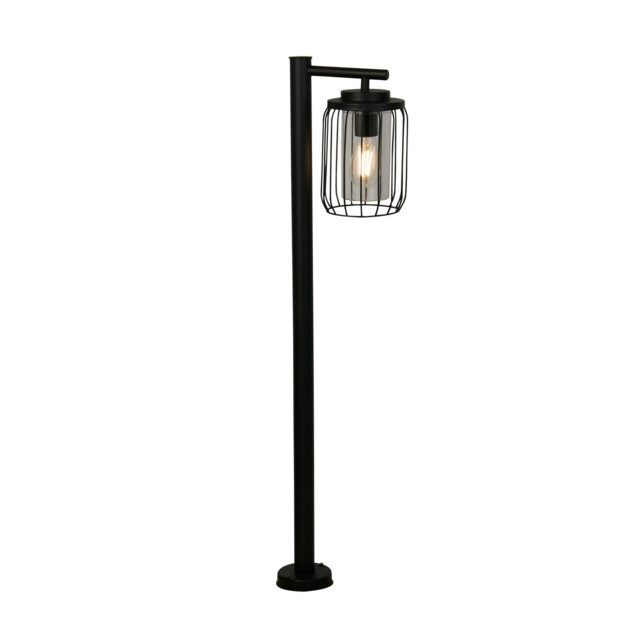 Reed 1 Light Post Light, Black Metal and Plastic Shade - image 1