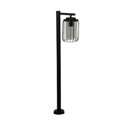 Reed 1 Light Post Light, Black Metal and Plastic Shade - thumbnail 2