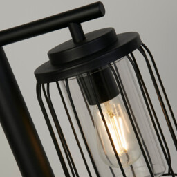 Reed 1 Light Post Light, Black Metal and Plastic Shade - thumbnail 3