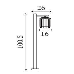 Reed 1 Light Post Light, Black Metal and Plastic Shade - thumbnail 5