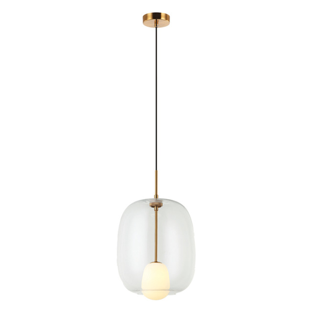Oresta  Dome Pendant Ceiling Light Clear Glass - Gold Matt 1xG9 LED - Driver Not Included - image 1