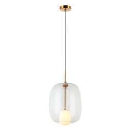 Oresta  Dome Pendant Ceiling Light Clear Glass - Gold Matt 1xG9 LED - Driver Not Included