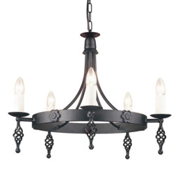 Belfry 5 Light Chandelier Black Finish, E14 - thumbnail 1