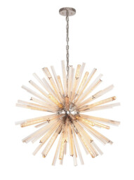 Hornby 16 Light E27, Round Pendant Polished Nickel , Champagne Gold Glass - thumbnail 1