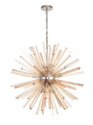 Hornby 16 Light E27, Round Pendant Polished Nickel , Champagne Gold Glass - thumbnail 5
