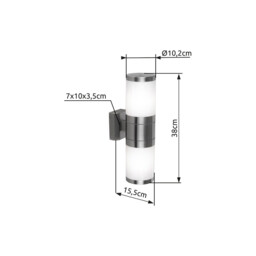 Xeloo Outdoor Up Down Wall Lamp Stainless Steel IP44 2x E27 - thumbnail 5